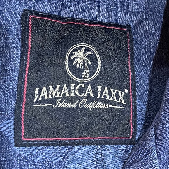 Jamaica Jaxx 100% Silk Blue Short Sleeve Button Up Shirt Size Medium - Picture 3 of 5